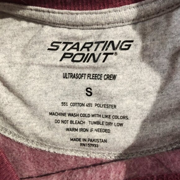 Starting Point Sweatshirt Mens S Burgundy Fleece Ultrasoft Crew-Neck Pullover - Picture 5 of 5